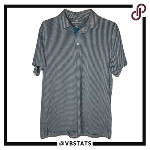 Southern Tide Blue and White Striped Polo Shirt